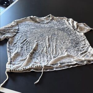 Lauren Moshi Gray Short Sleeve semi sheer Tee